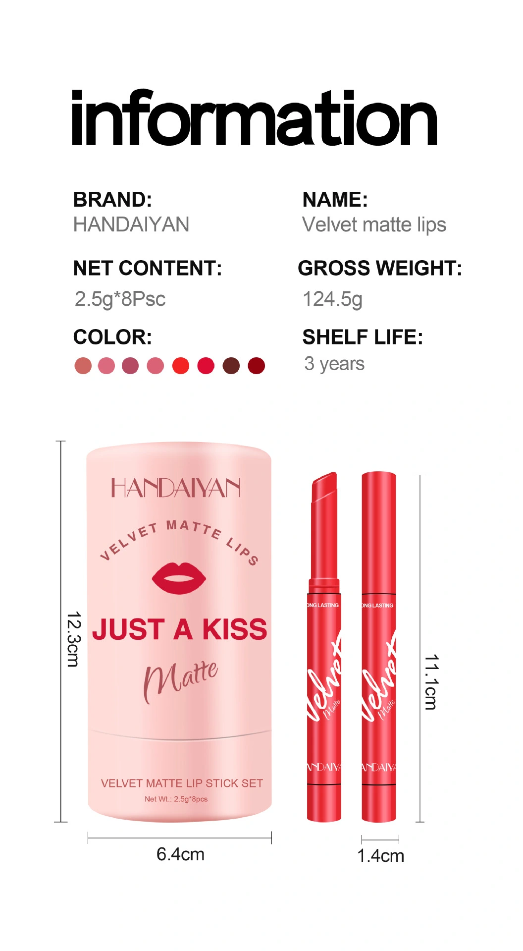 8pcs Velvet Matte Lipstick Collection | Korean Lip Stick Set with Gift Box - Image 4